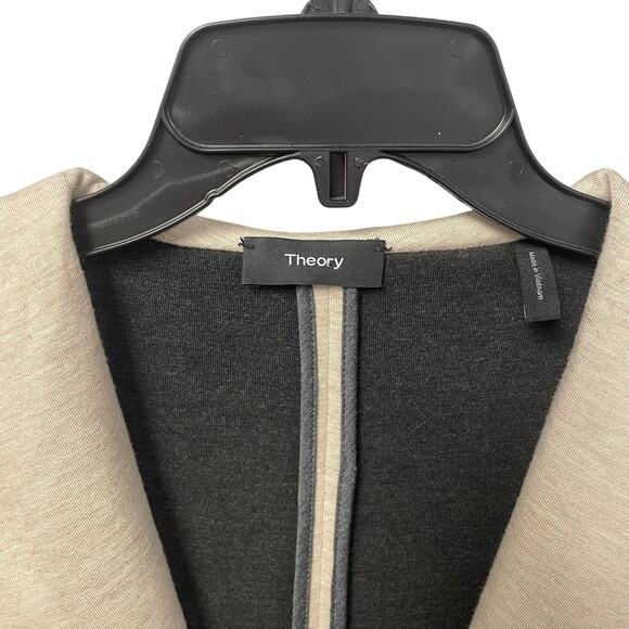 Theory Hooded Drape Jacket Double Knit Jersey in Oatmeal Beige Womens Small - Picture 4 of 7